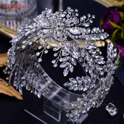YouLaPan HP435 Wedding Tiara Crystal Bridal Headband Women Hair Crown Bridal Hair Accessories Bride Headpieces for Party Banquet