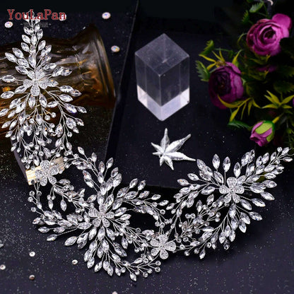 YouLaPan HP435 Wedding Tiara Crystal Bridal Headband Women Hair Crown Bridal Hair Accessories Bride Headpieces for Party Banquet