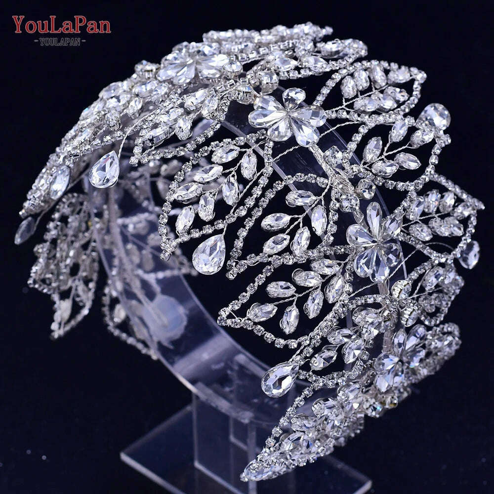 YouLaPan HP435 Wedding Tiara Crystal Bridal Headband Women Hair Crown Bridal Hair Accessories Bride Headpieces for Party Banquet