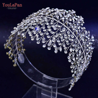 YouLaPan HP435 Wedding Tiara Crystal Bridal Headband Women Hair Crown Bridal Hair Accessories Bride Headpieces for Party Banquet
