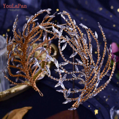 YouLaPan Luxury Rhinestone Bride Headband Woman Headpiece Wedding Hair Accessories Pageant Headdresse Wedding Tiara HP425
