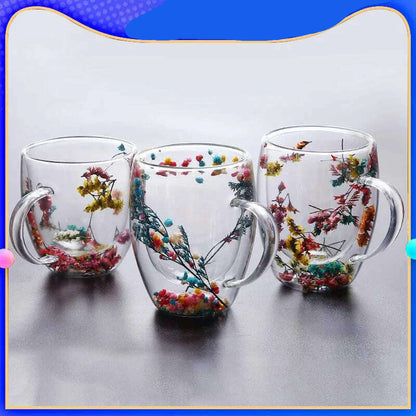 YWDL 1/2pcs Double Wall Glass Cup With Handle Heat Resistant Tea Coffee Cups Espresso Milk Mug Gift