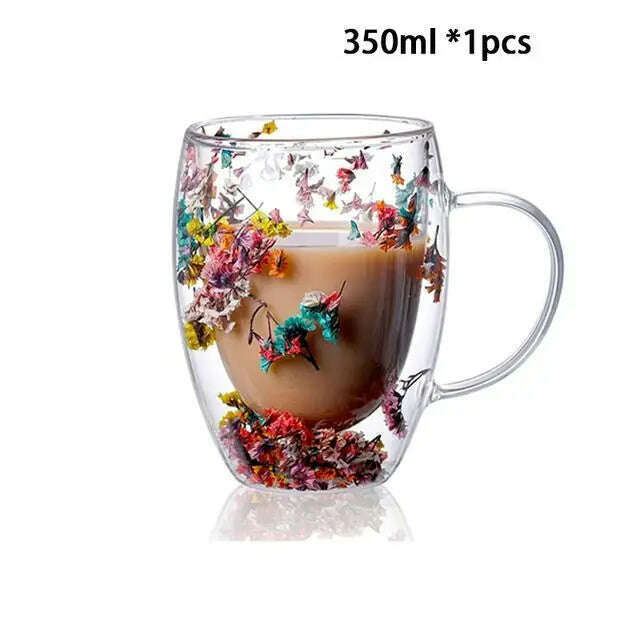 YWDL 1/2pcs Double Wall Glass Cup With Handle Heat Resistant Tea Coffee Cups Espresso Milk Mug Gift